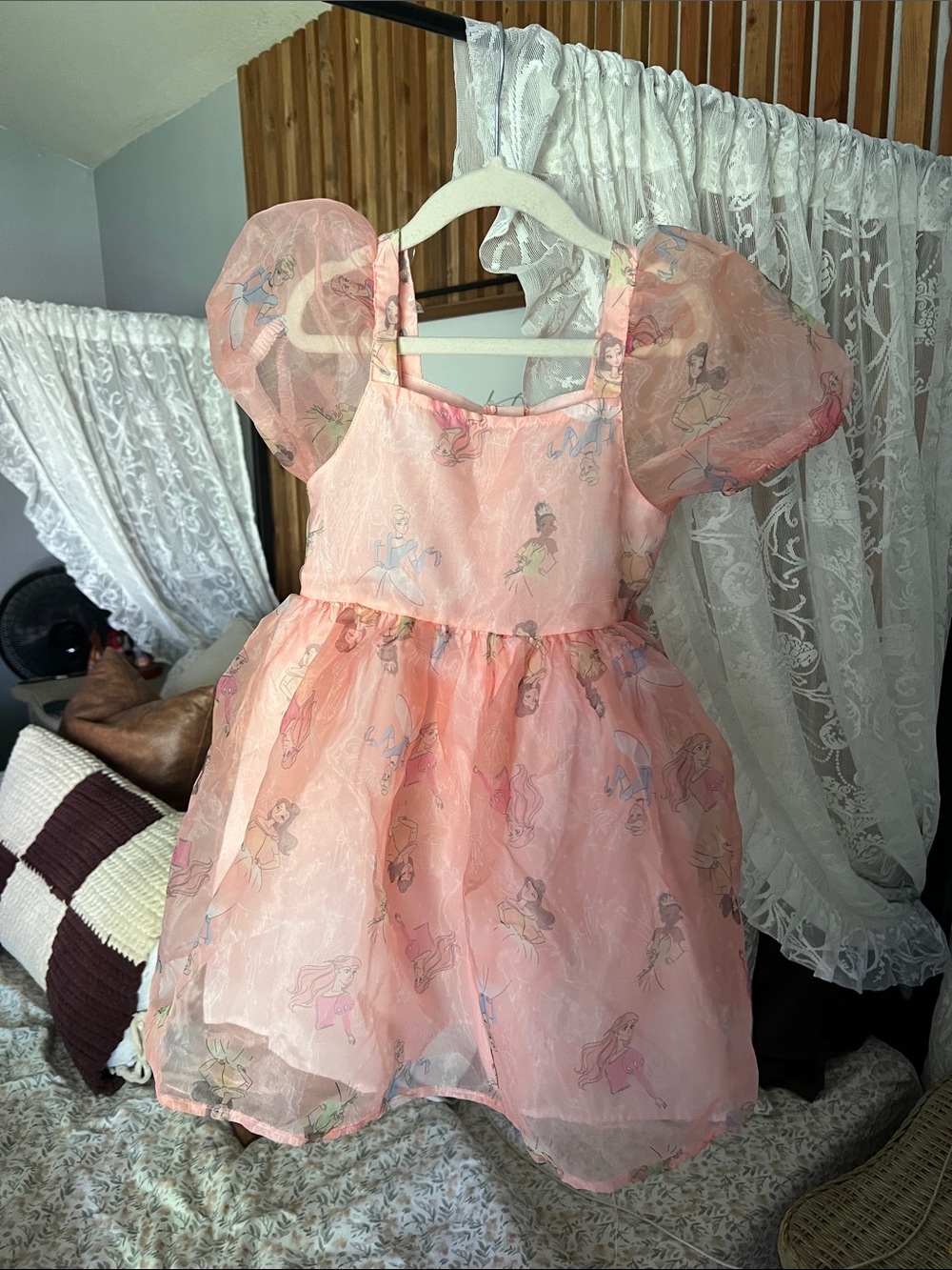 Disney Pink Princess Tulle Dress with Puff Sleeves